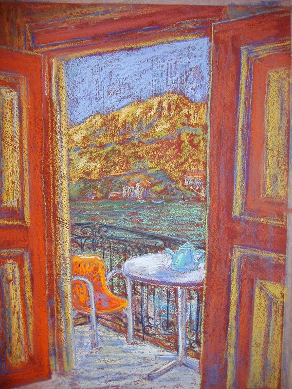 Day 48  symi balcony  pastel  a3 size