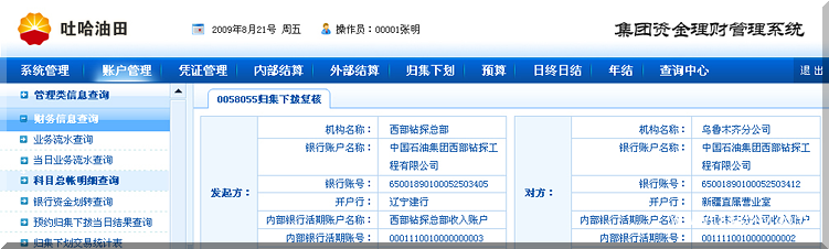 方正奥德开发吐哈油田集团资金理财管理系统界面设计